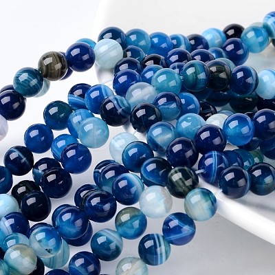 Natural Striped Agate/Banded Agate Beads X-AGAT-8D-8-1