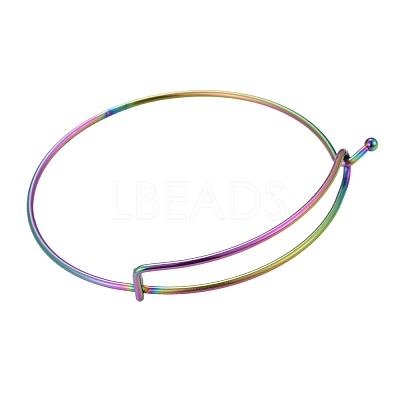 10Pcs 5 Color Adjustable Ion Plating(IP) 304 Stainless Steel Expandable Bangle Making BJEW-LS0001-01-1
