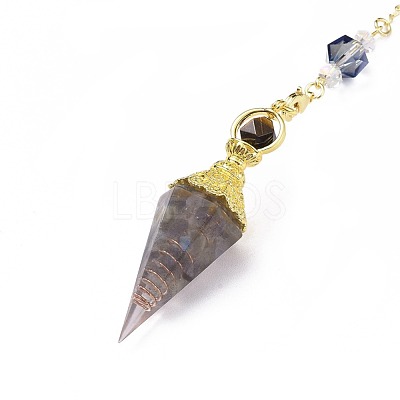 Resin Hexagonal Pointed Dowsing Pendulums(Brass Finding and Gemstone Inside) G-L521-A09-1
