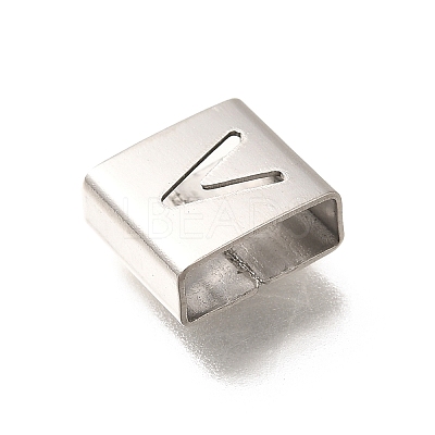Letter Style 304 Stainless Steel Square Slide Charms STAS-L132-14V-1