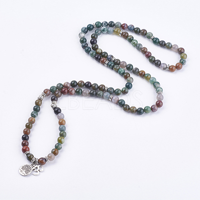 Natural Indian Agate Wrap Bracelets BJEW-E329-06E-1
