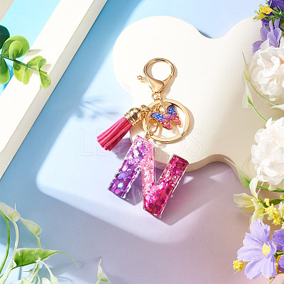 Alloy Resin Butterfly Keychains KEYC-TADJ0002-02G-N-1