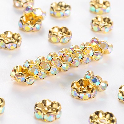 Brass Grade A Rhinestone Spacer Beads RSB030NF-02G-1