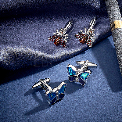 2 Pairs 2 Styles Brass Resin Cufflinks FIND-GA0008-58-1