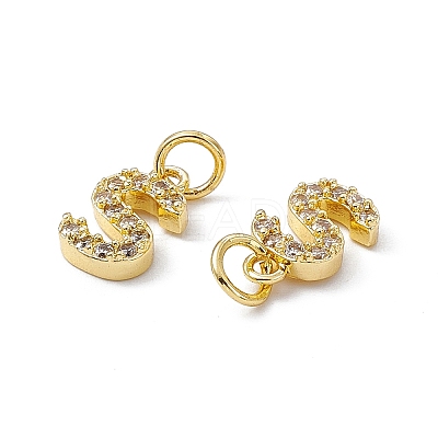 Real 18K Gold Plated Brass Micro Pave Clear Cubic Zirconia Charms KK-E068-VB452-S-1
