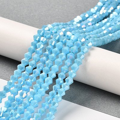 Opaque Solid Color Electroplate Glass Beads Strands GLAA-F029-P4mm-A12-1