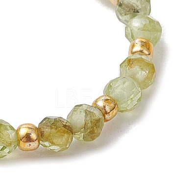 Natural Peridot Beaded Stretch Rings for Women RJEW-JR00868-08-1