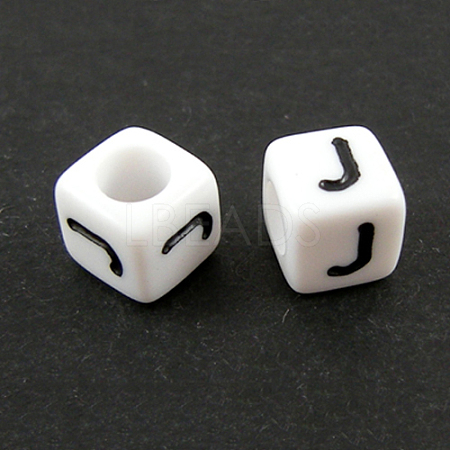 Letter Acrylic European Large Hole Beads X-OPDL-R050-10mm-J-1
