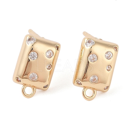 Brass Pave Clear Cubic Zirconia Stud Earring Findings KK-N256-02G-C-1