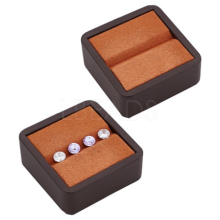 Square Imitation Leather with Fibre Cloth Loose Diamond Jewelry Display Case ODIS-WH0038-23A-1