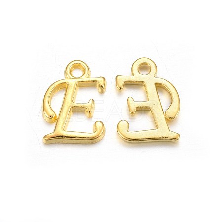 Golden Plated Alloy Letter Pendants X-PALLOY-J718-01G-E-1