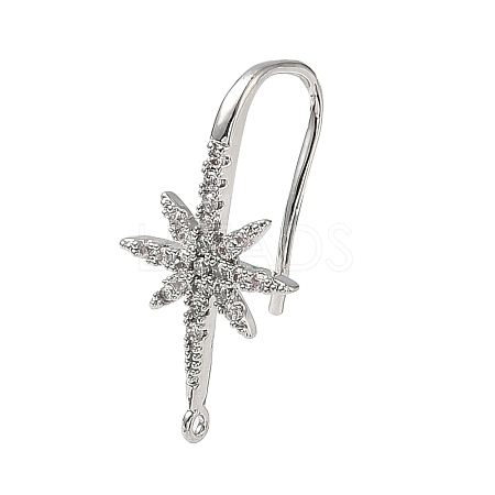Brass Micro Pave Clear Cubic Zirconia Hoop Earring Findings KK-H521-01P-1