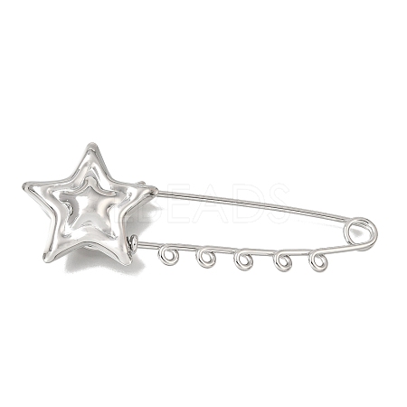 Star Textured 304 Stainless Steel Safety Pins Brooch Findings SA-CBAB767-06B-P-1