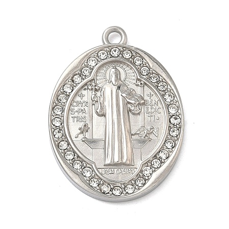 304 Stainless Steel & Rhinestone Pendants STAS-G371-09D-01P-1