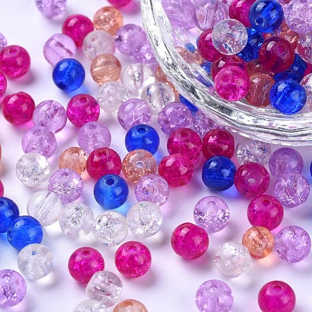 Baking Paint Crackle Glass Beads DGLA-X0006-6mm-06-1