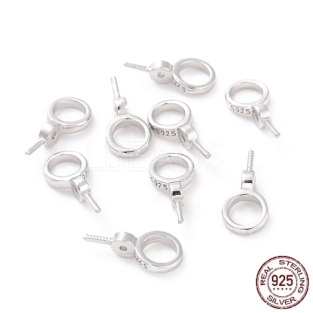 Anti-Tarnish Rhodium Plated 925 Sterling Silver Screw Eye Peg Bails STER-D035-46P-1