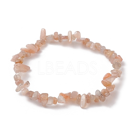 Natural Sunstone Chips Beaded Stretch Bracelets for Women BJEW-JB10046-13-1