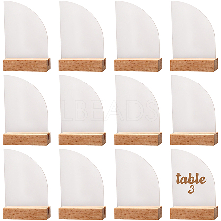 Transparent Acrylic Place Card & Wood Card Holder Set ODIS-WH0038-62-1