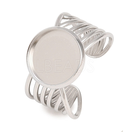 304 Stainless Steel Open Cuff Ring Components STAS-F366-06C-P-1