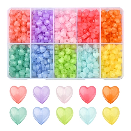 600Pcs 10 Colors Imitation Jelly Acrylic Beads MACR-YW0001-82-1