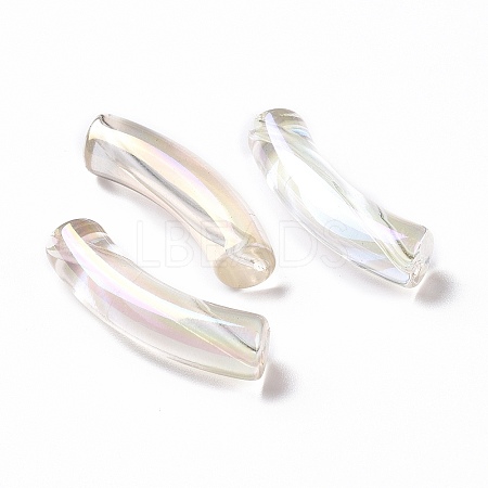 UV Plating Transparent Rainbow Iridescent Acrylic Beads X-OACR-A016-01M-1