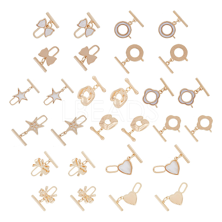 14 Sets 7 Style Mixed Shape Brass Toggle Clasps KK-DC0002-63-1