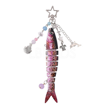 1Pc Resin Fish Pendant Decorations HJEW-CA0001-78B-1