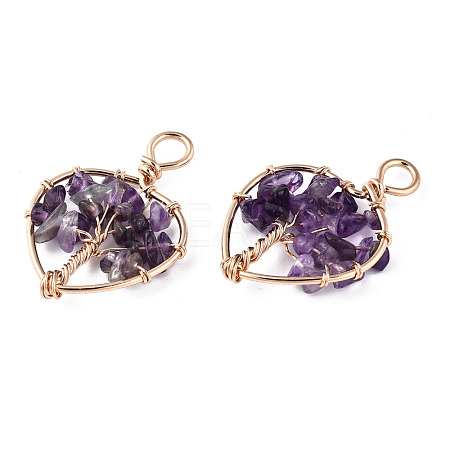 Natural Amethyst Pendants G-T131-97B-09-1