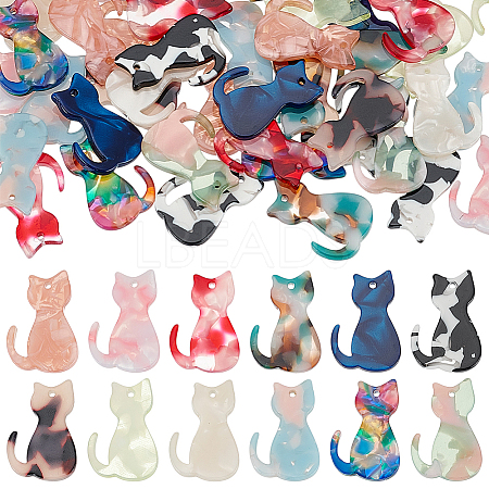 48Pcs 12 Colors Opaque Acrylic Pendants SACR-ME0001-04-1