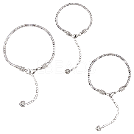 304 Stainless Steel European Round Snake Chains Bracelets MAK-UN0001-15P-1