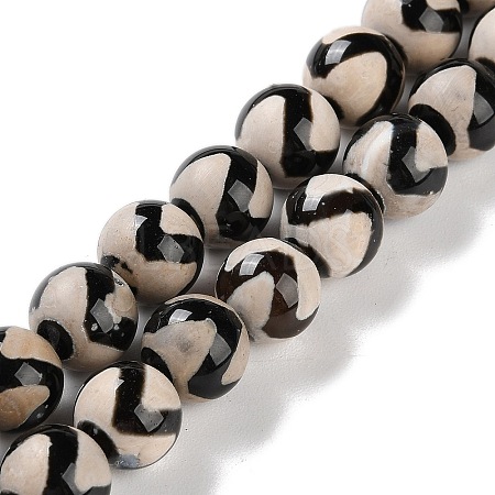 Natural Tibetan Wave Pattern dZi Agate Beads Strands G-B084-A02-01-1