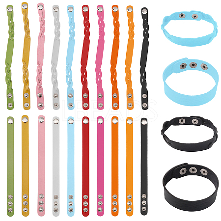 CHGCRAFT 20Pcs 20 Style PU Leather Cord Bracelets Set BJEW-CA0001-09-1