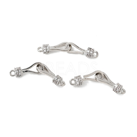 Rack Plating Brass Micro Pave Clear Cubic Zirconia Fold Over Clasps KK-S384-15P-1