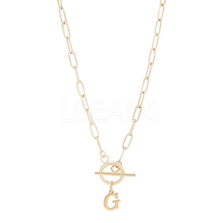 304 Stainless Steel Letter Pendant Necklaces NJEW-LP0001-52G-G-1