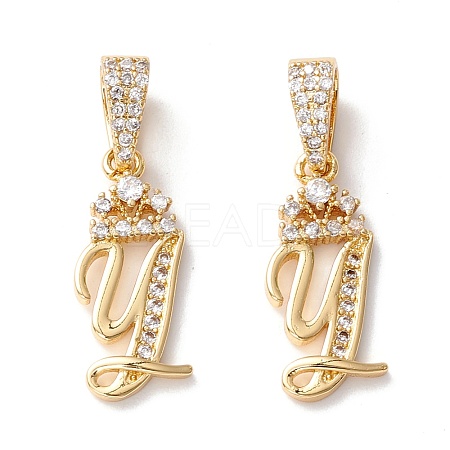 Eco-Friendly Brass Micro Pave Cubic Zirconia Pendants KK-K265-01G-Y-1