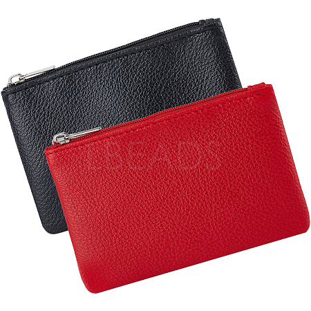 2Pcs 2 Colors Litchi Print PU Leather Zip Pouches ABAG-CP0001-08B-1