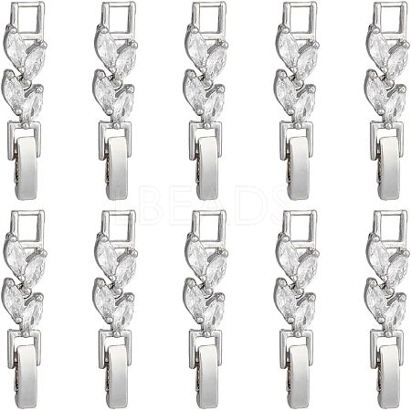 SUPERFINDINGS 10Pcs Brass Clear Cubic Zirconia Watch Band Clasps ZIRC-FH0001-38P-1