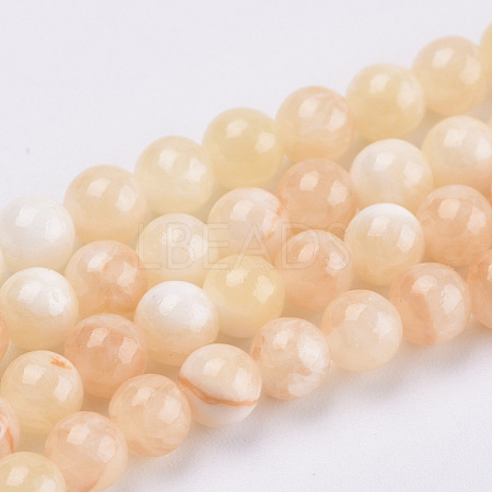 Natural Dyed Yellow Jade Gemstone Bead Strands G-R271-6mm-Y17-1