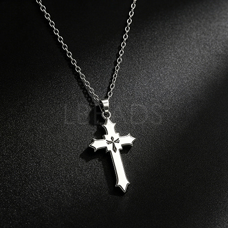 Alloy Acrylic Religion Cross Pendant Necklaces WG5E0A0-02-1