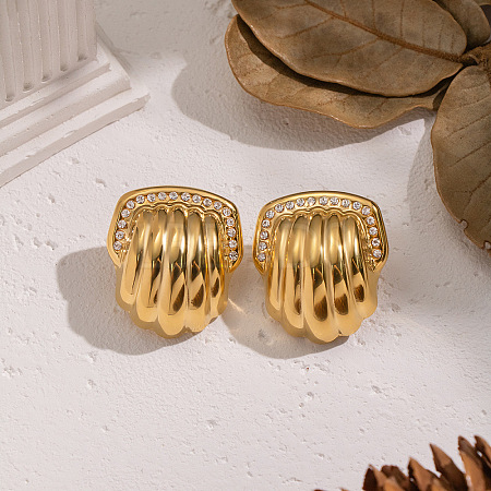 304 Stainless Steel Stripe Stud Earrings MQ5598-1-1