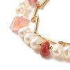 Natural Mixed Stone & Pearl Beads Double Layered Bracelets Set X1-BJEW-TA00025-5