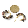 Natural Rhodochrosite Chips Braided Hoop Earrings EJEW-JE04940-12-2
