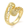 Rack Plating Brass Micro Pave Cubic Zirconia Open Cuff Rings RJEW-K266-10A-G-1