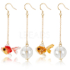 ANATTASOUL 2 Pairs 2 Colors Resin Fish & Glass Ball Asymmetrical Earrings EJEW-AN0002-32-1