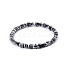 Natural Netstone Cube Beaded Stretch Bracelets for Women EZ7380-4-1
