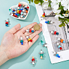 30Pcs 10 Colors Handmade Lampwork Beads with Glass Pearl Round Bead Pendants PALLOY-FH00165-3