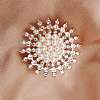 Imitation Pearl Alloy Flower Brooch PW-WG23175-02-1