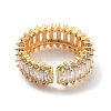 Brass with Cubic Zirconia Open Cuff Rings LS-RJEW-B053-06-3