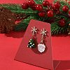 Santa Claus Alloy Enamel & Christmas Tree Lampwork Asymmetrical Earrings EJEW-TA00230-2