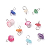 Natural Chip Dyed Shell Connector Charms PALLOY-JF01337-01-1
